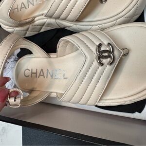 Chanel ivory quilted sandal